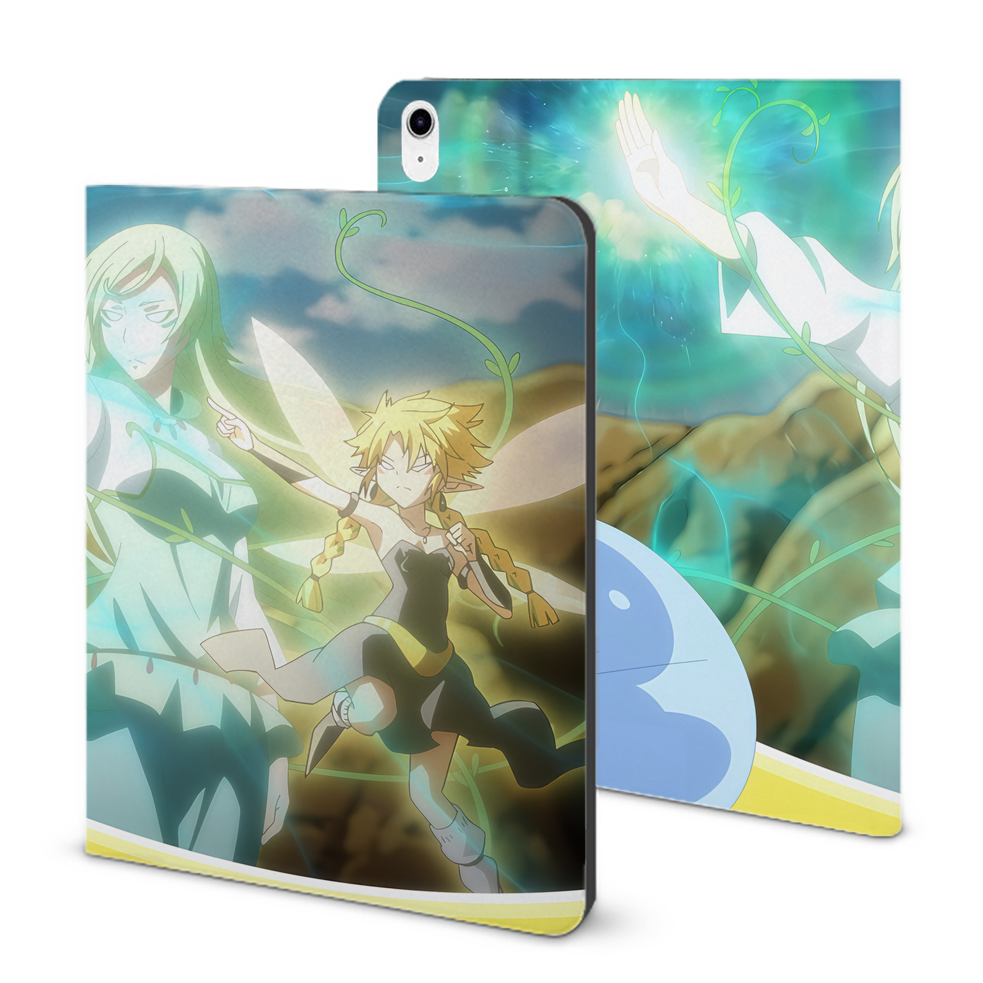 （画像用） 転スラ Regarding Reincarnated to Slime IPad ケース ブック型 PUレザー TPU 耐衝撃 軽量 薄型 ペン収納なし 全面保護 IPad 各モデル対応